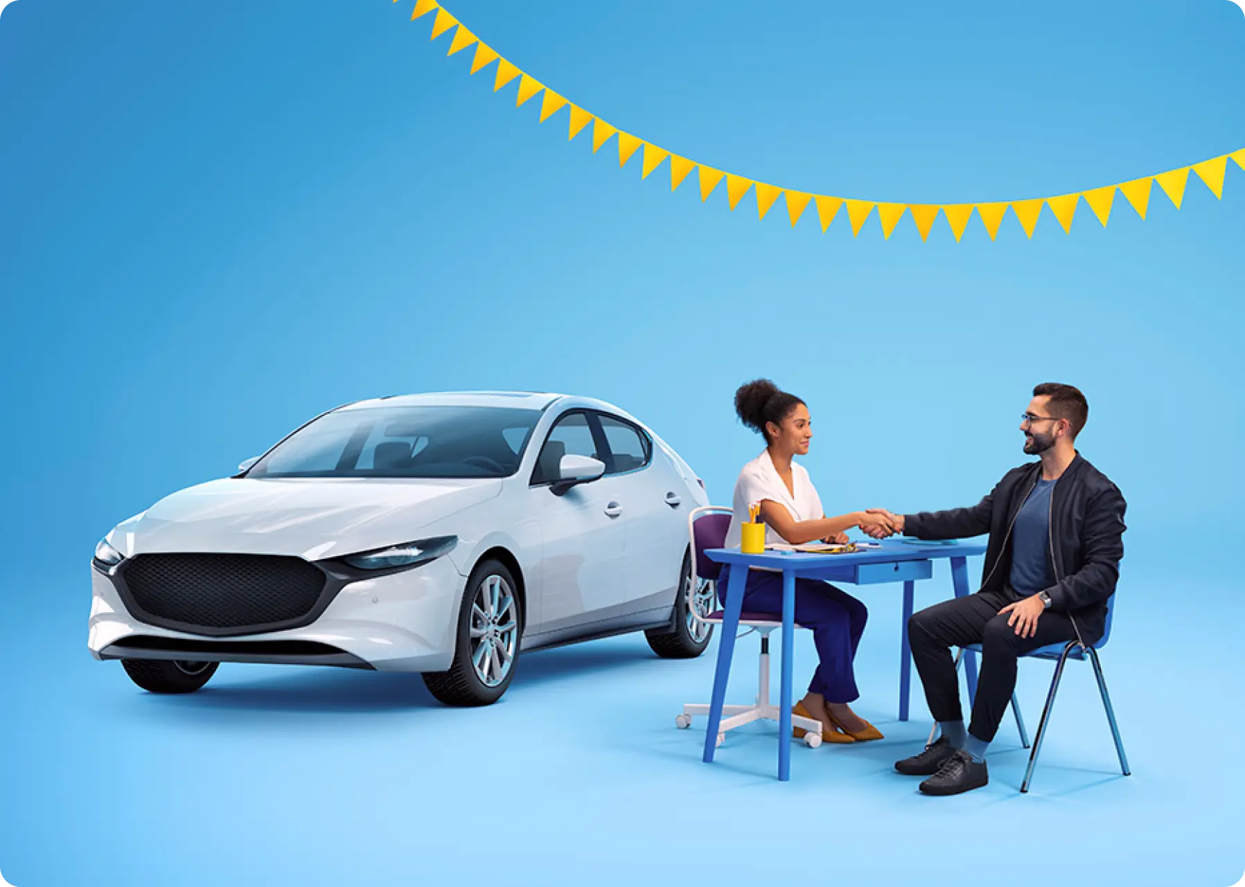 woman selling her silver car to a dealer and receiving her instant cash offer